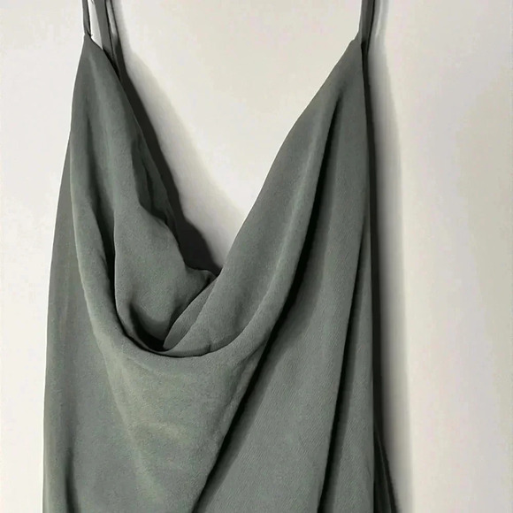 Show Me Your MuMu Verona Deep Sage Cowl Neck Chiffon Overlay Dress Size L - Picture 6 of 10